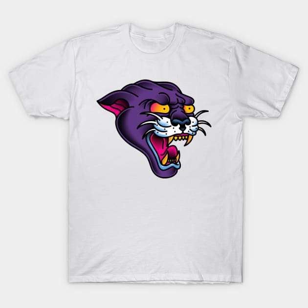 American Traditional Panther Head T-Shirt by OldSalt